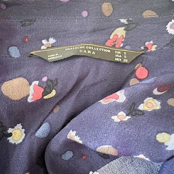 Zara Trafaluc Floral Viscose Button Down Dress - Size Small - Picture 2 of 4